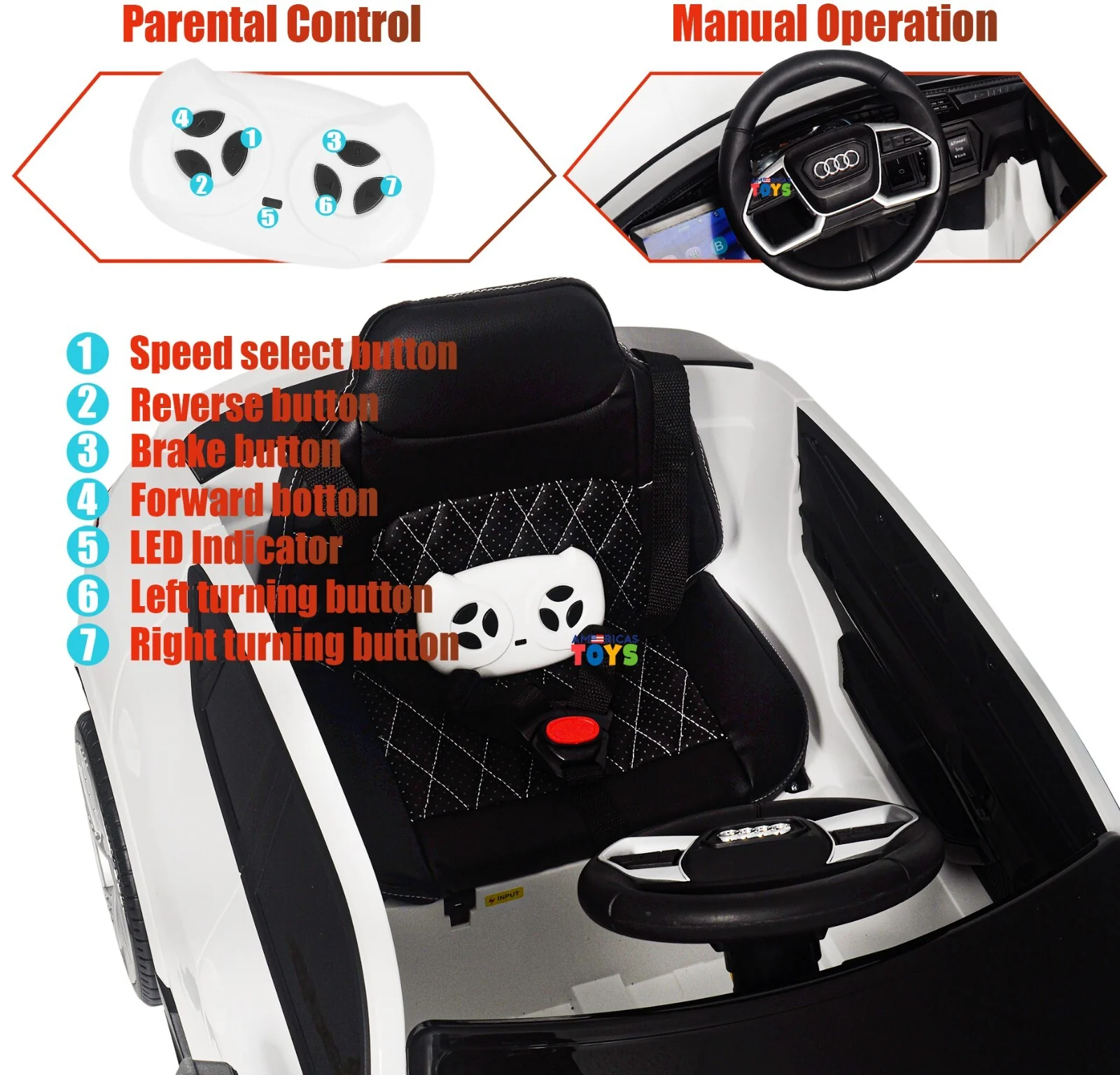 12V Electric Kids Car with LCD Display Licensed Audi Design in Multiple Colors - Image 7