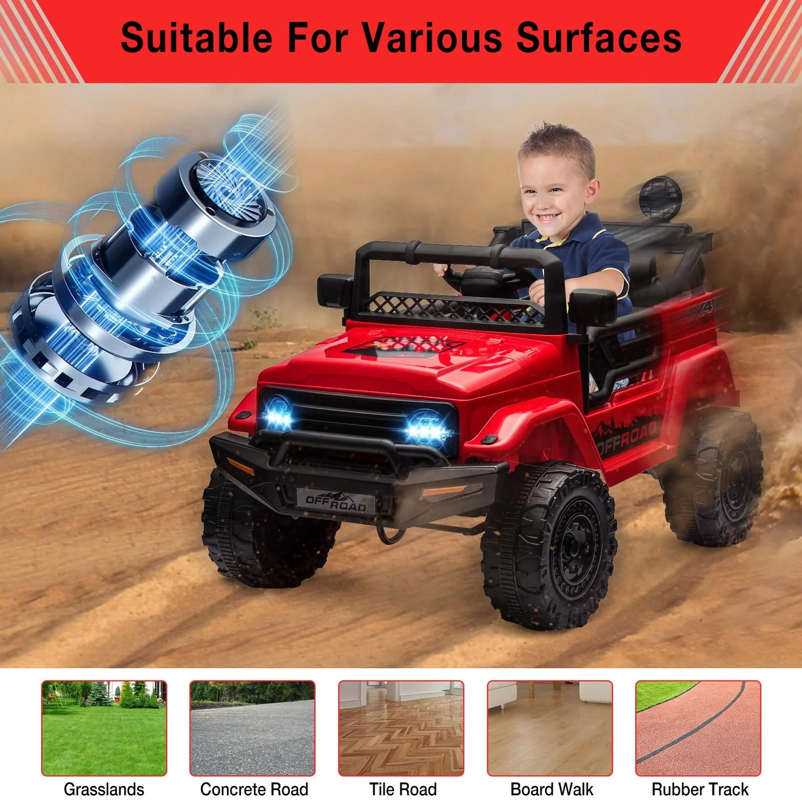 12V Electric Kids Ride-On Car Truck Toy with 3 Speeds and Music - Image 15