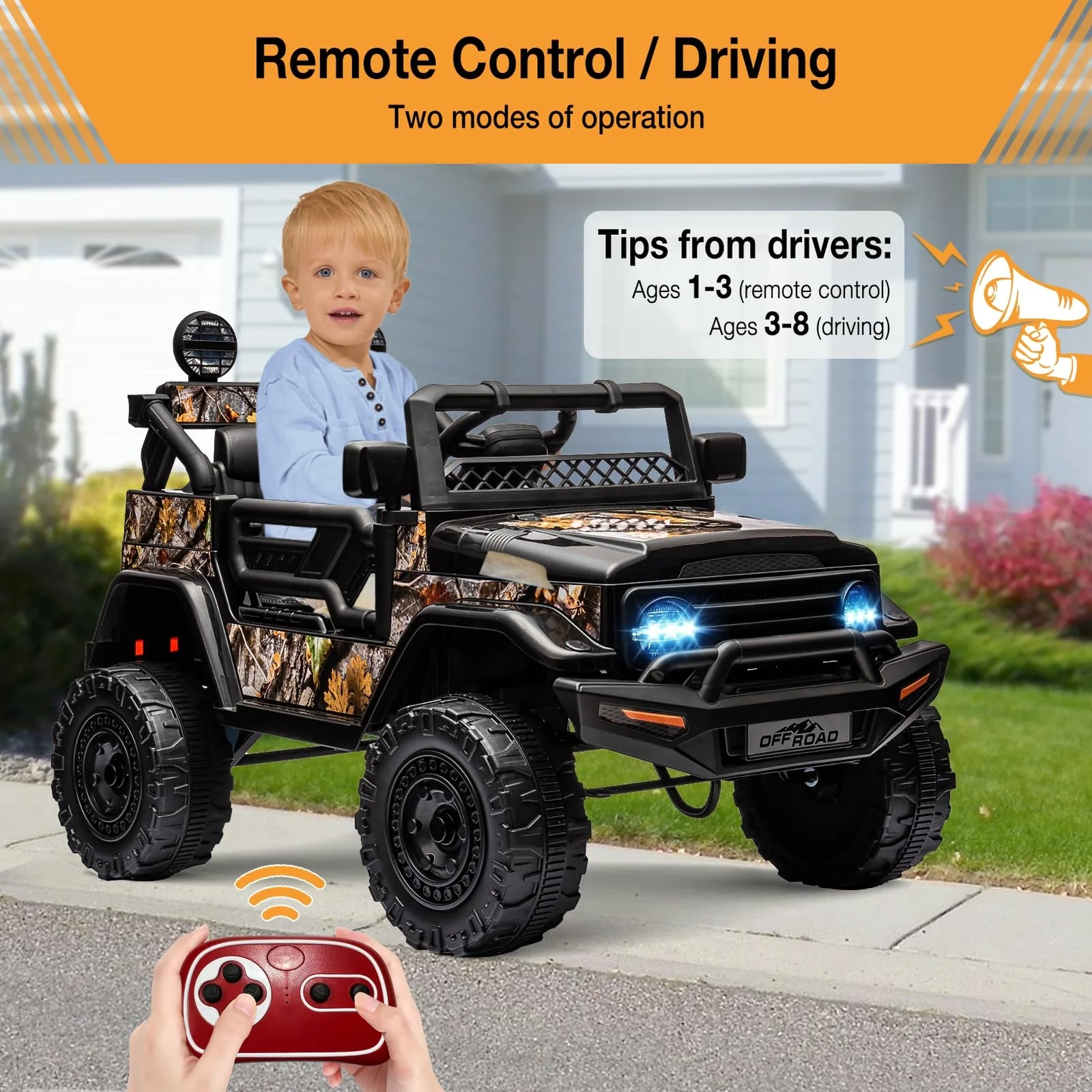 12V Electric Kids Ride-On Car Truck Toy with 3 Speeds and Music - Image 3