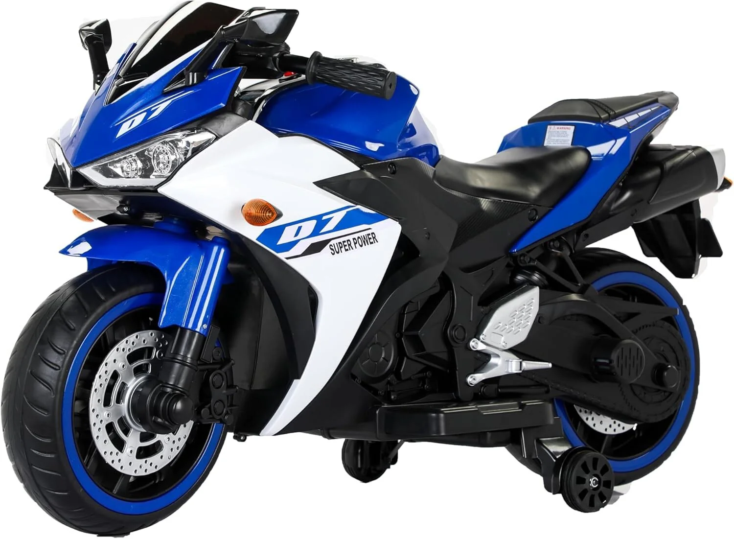 Electric Kids Motorcycle with Training Wheels for Ages 3-6 Blue