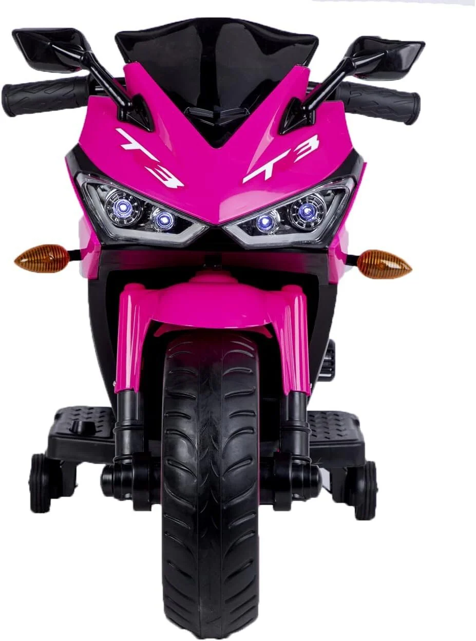 Electric Kids Motorcycle with Training Wheels for Boys and Girls Ages 3-8, Pink - Image 4