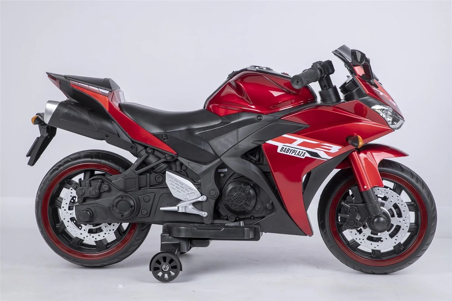 Electric Kids Motorcycle with Training Wheels for Ages 3-8, Red - Image 5