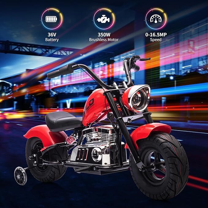 Kids Electric 36V Off-Road Dirt Bike Motorcycle with LED Lights and 16.5 MPH Speed - Image 12