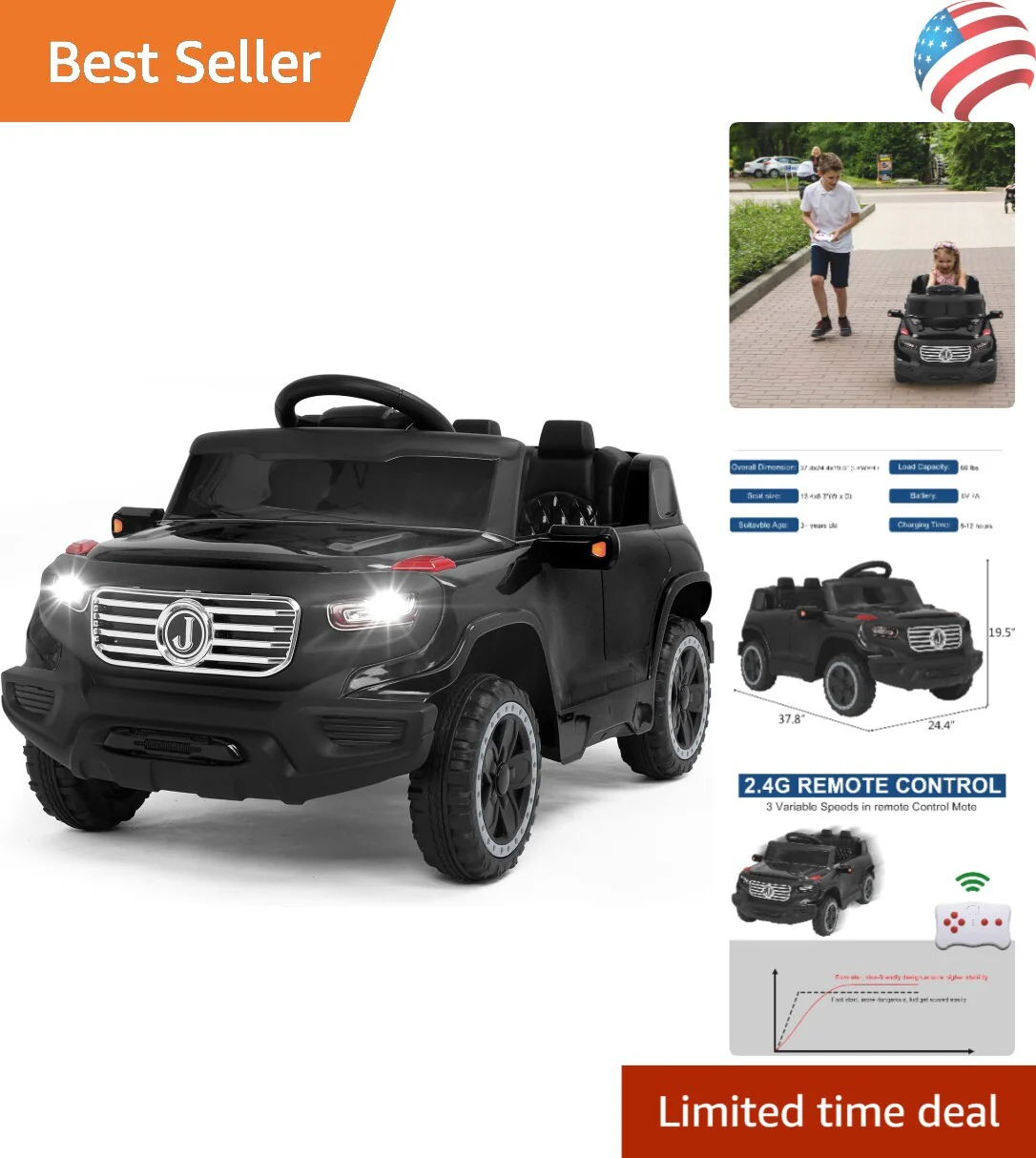 Kids Electric Remote Control Truck with 3 Speeds, Safety Seat Belt, and MP3 Music Player - Image 11