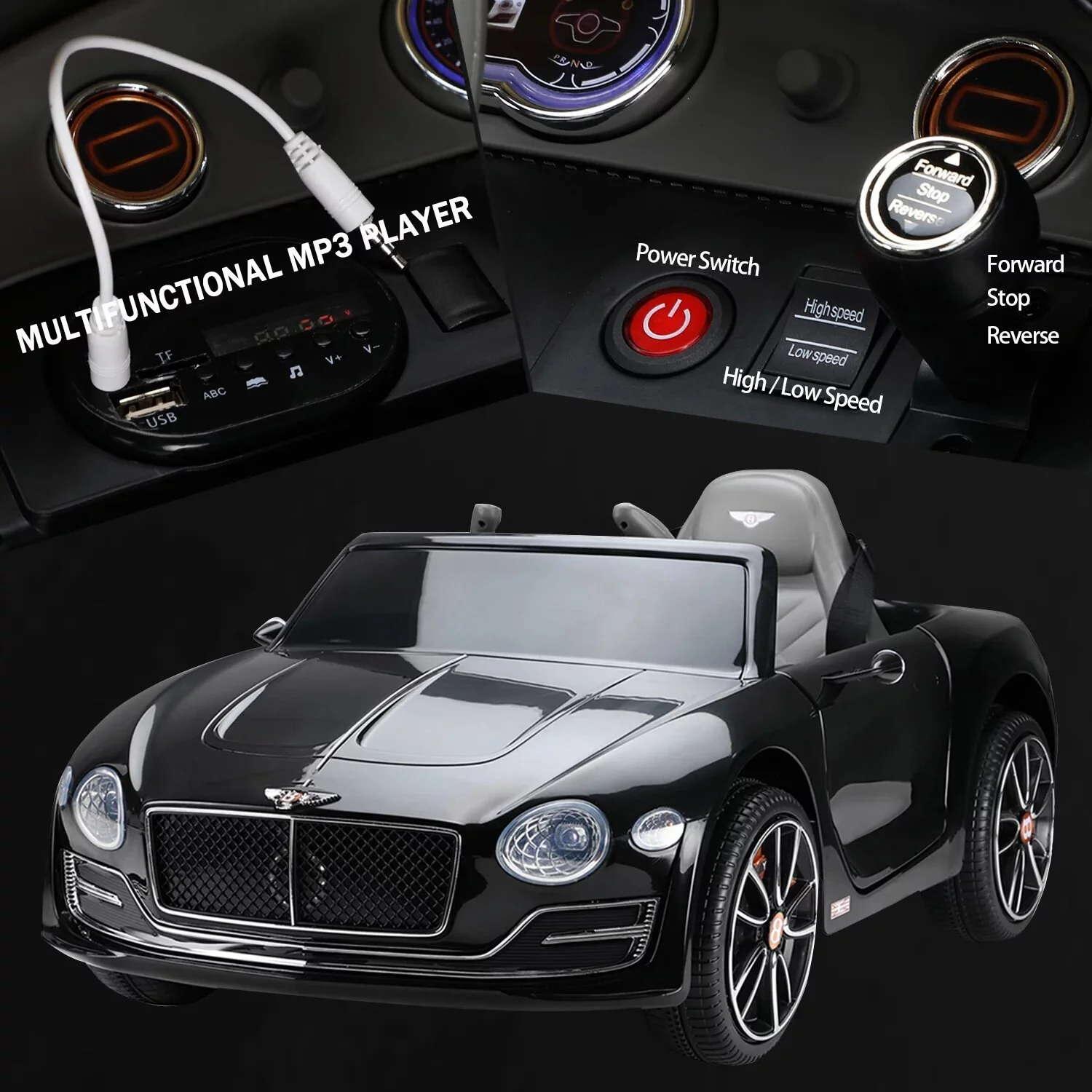 Electric Battery-Powered Kids Ride-On Car with Remote Control Licensed Bentley Design - Image 8