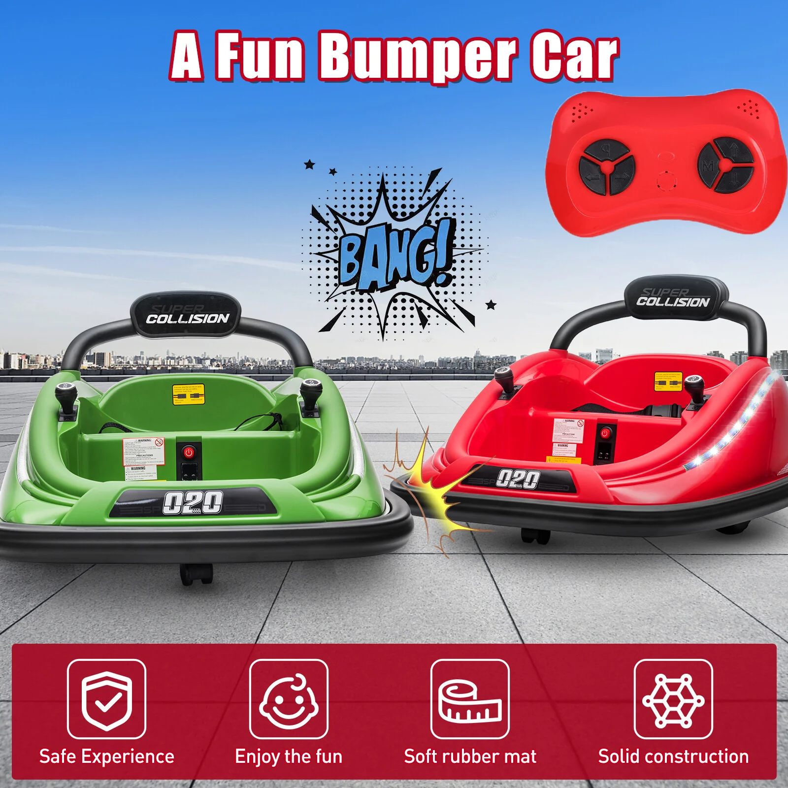 Electric Kids Ride-On Bumper Car with 360° Spin, Remote Control, and LED Lights - Image 3
