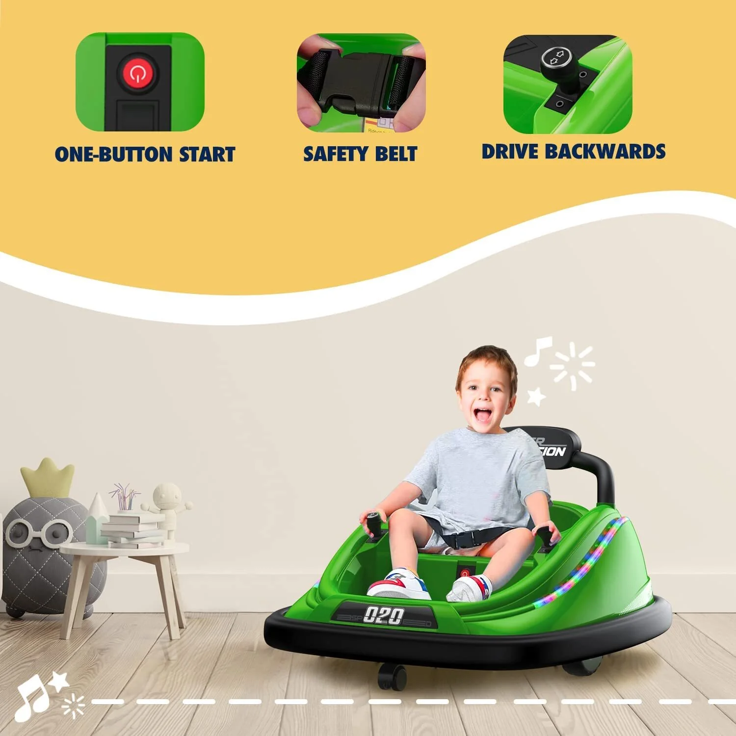 Electric Kids Ride-On Bumper Car with 360° Spin, Remote Control, and LED Lights - Image 8