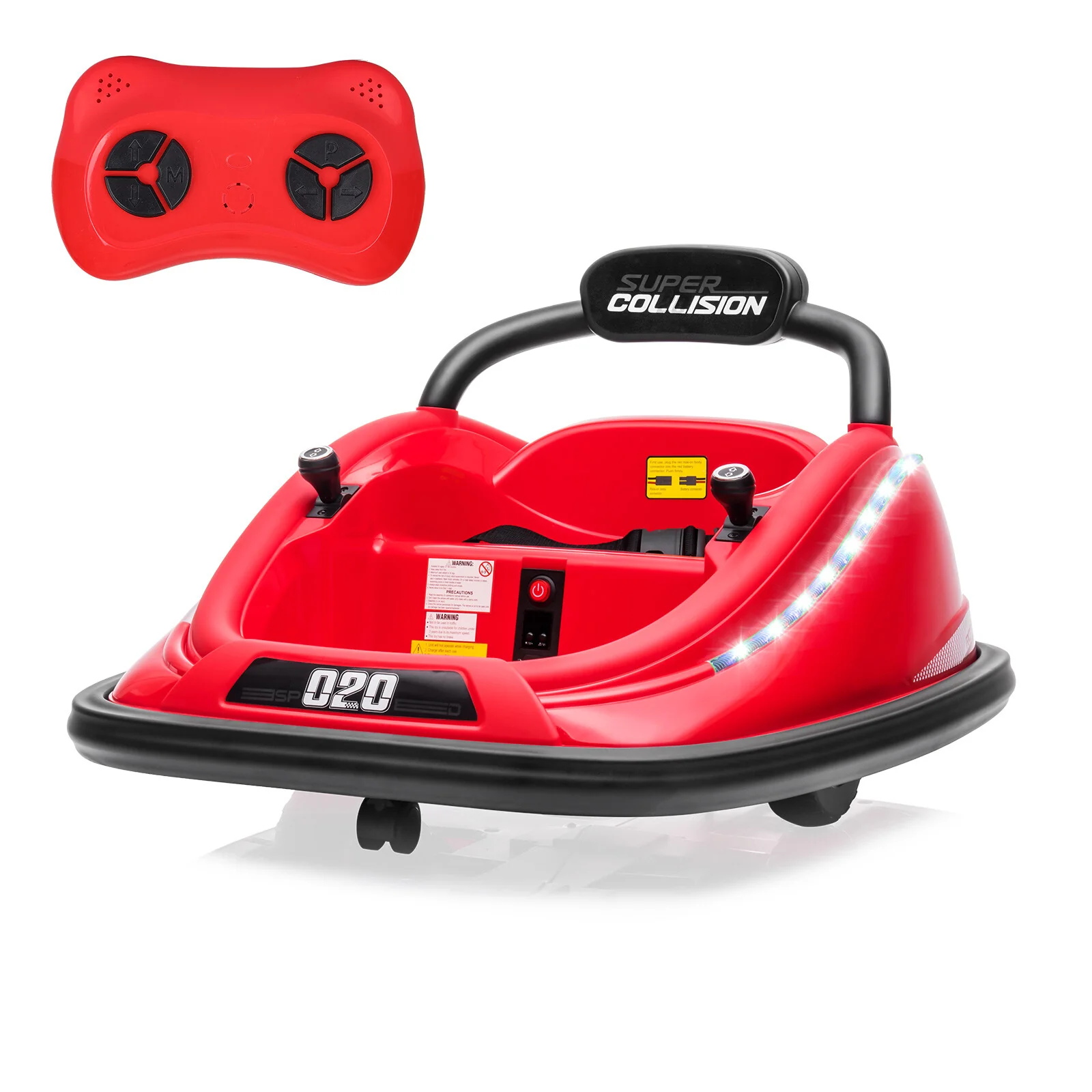 Electric Kids Ride-On Bumper Car with Remote Control and 360° Rotation - Red - Image 12