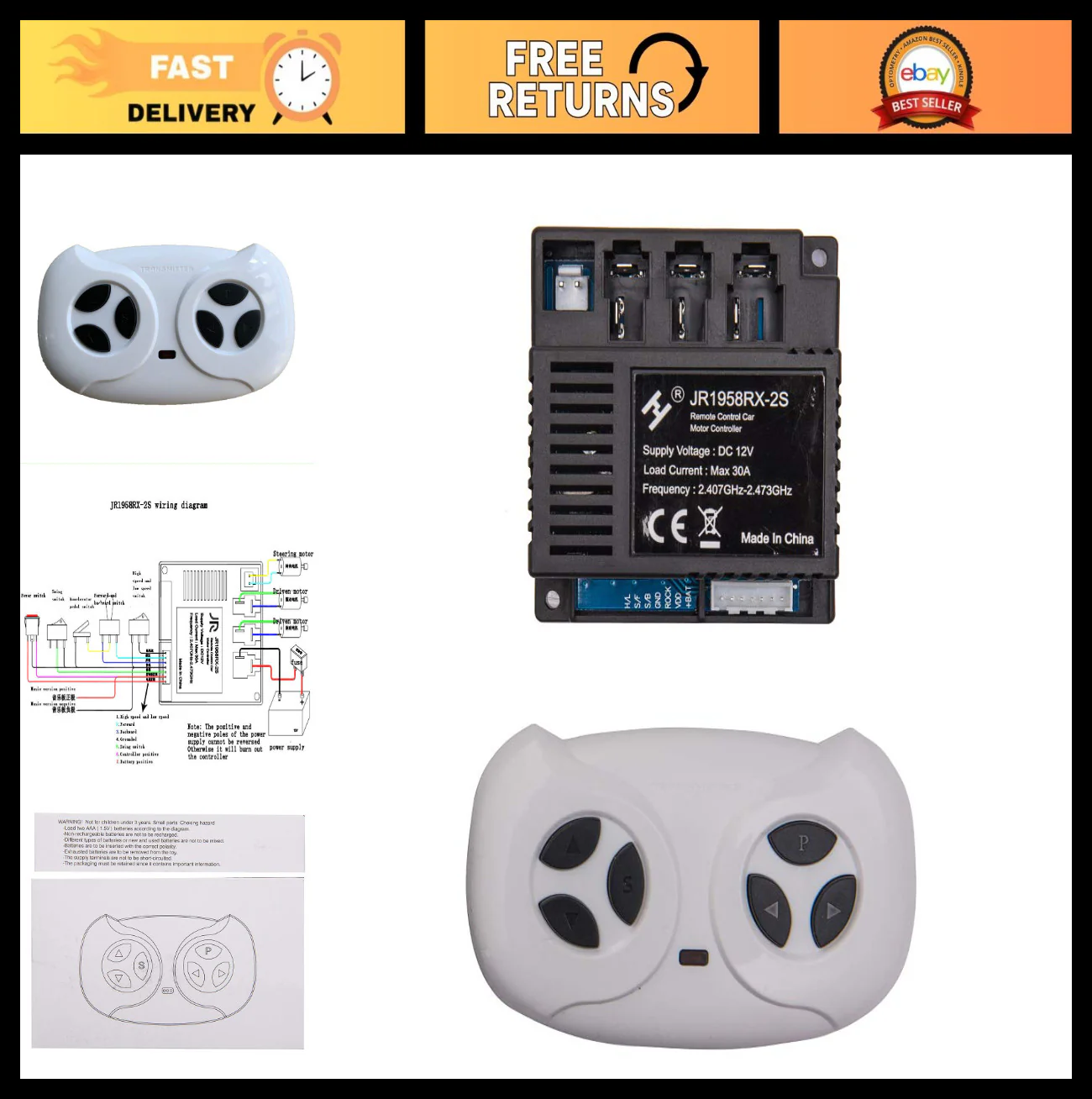 Children's Electric Ride-On Vehicle Remote Control Bundle - 2.4G Bluetooth Receiver & Accessories
