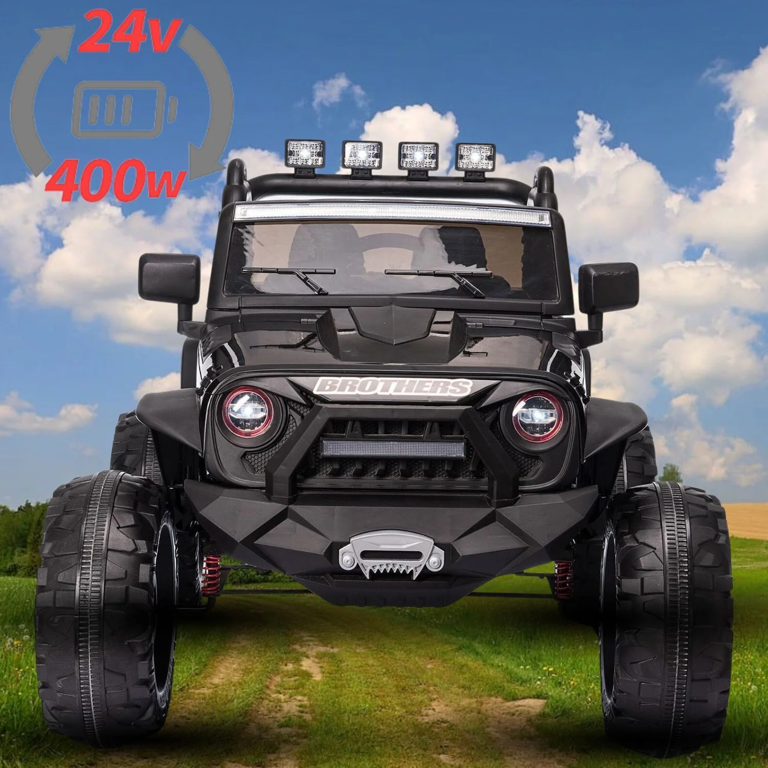 Kids Electric Ride On Jeep with Remote Control, 3 Speeds, LED Lights, and AUX/USB Connectivity - 24V/12V - Image 4