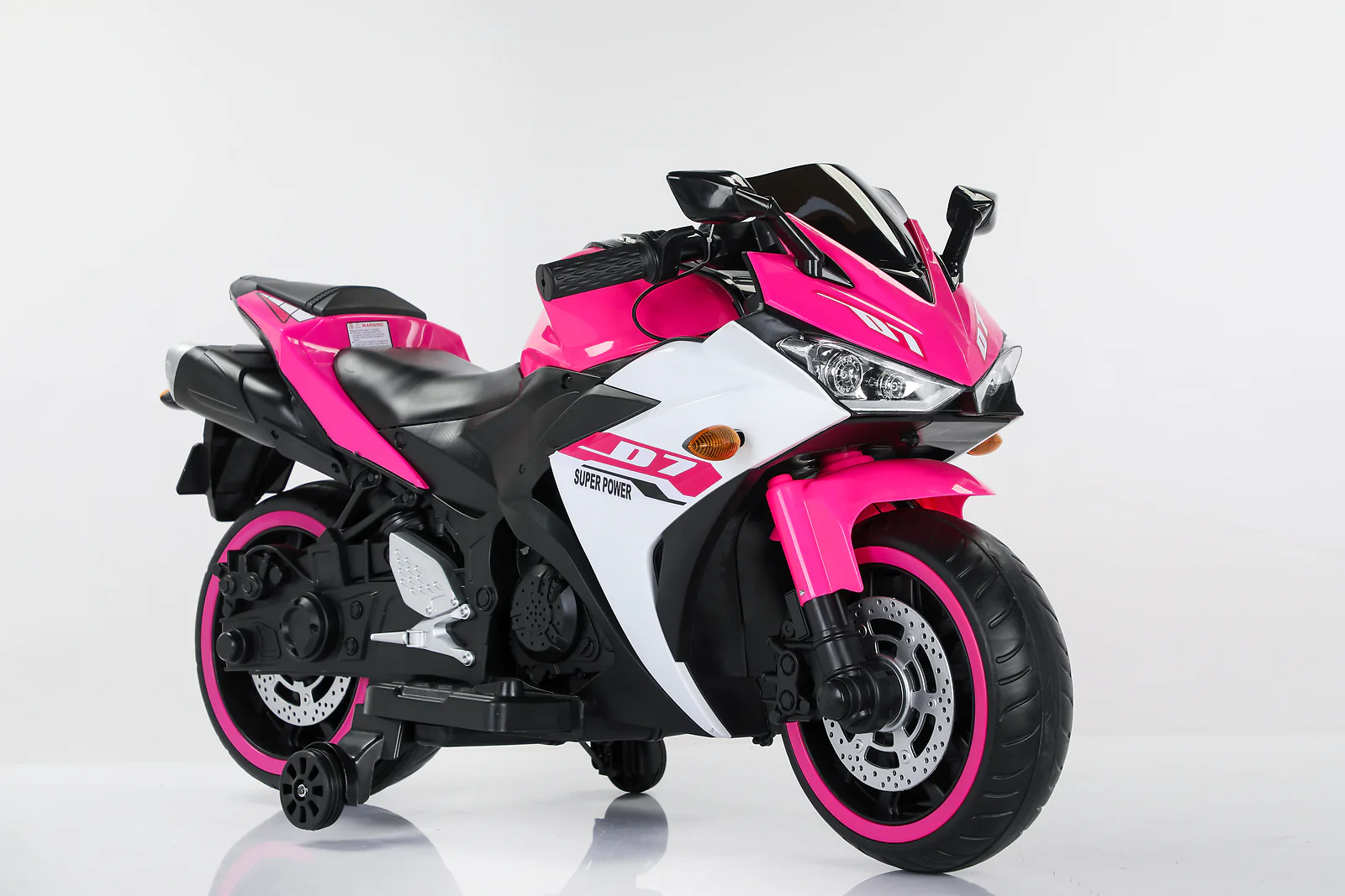 Kids Electric Ride-On Motorcycle with Training Wheels, LED Lighting & Manual Throttle - Image 5