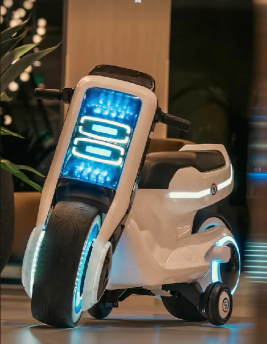 Electric Kids Ride-On Scooter Motorcycle Toy with LED Lights and Music, Tron-Inspired Design - Image 14