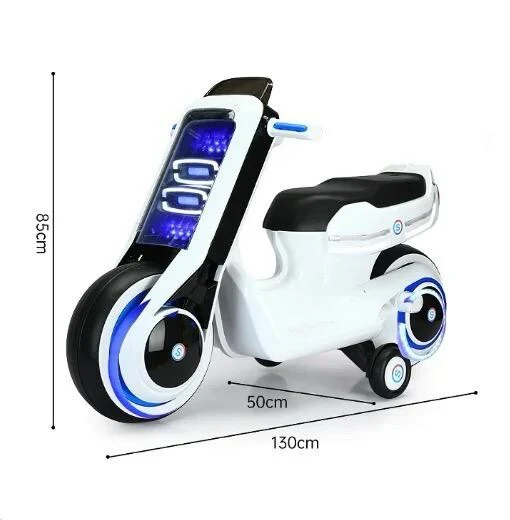 Electric Kids Ride-On Scooter Motorcycle Toy with LED Lights and Music, Tron-Inspired Design - Image 8