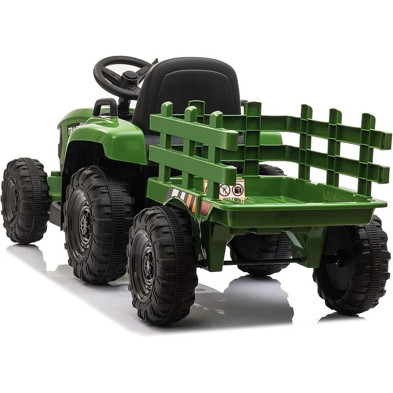 12V Battery-Powered Kids Electric Ride-On Tractor with Trailer and LED Lights - Image 9