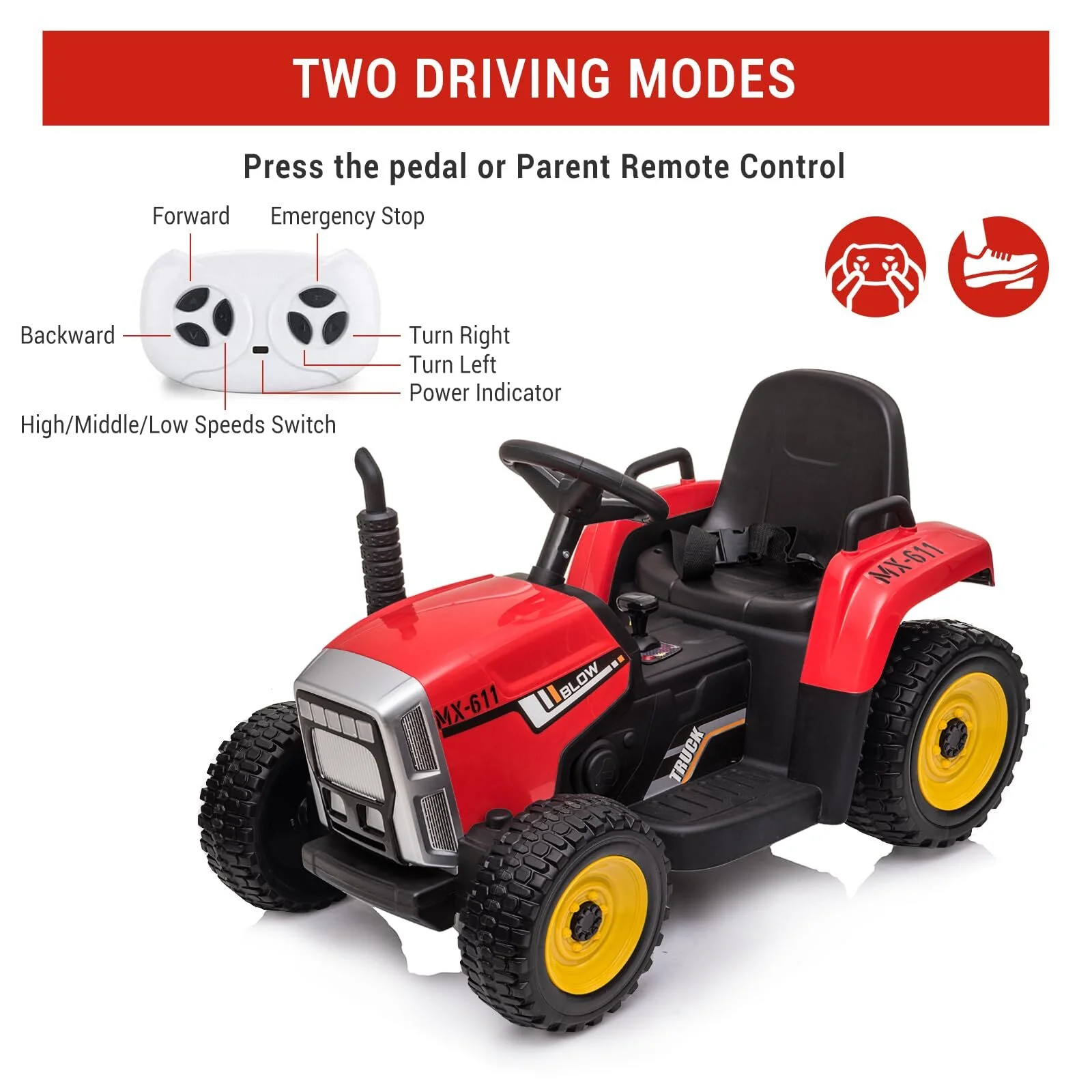 12V Electric Ride-On Tractor with Trailer and Remote Control for Kids - Image 9
