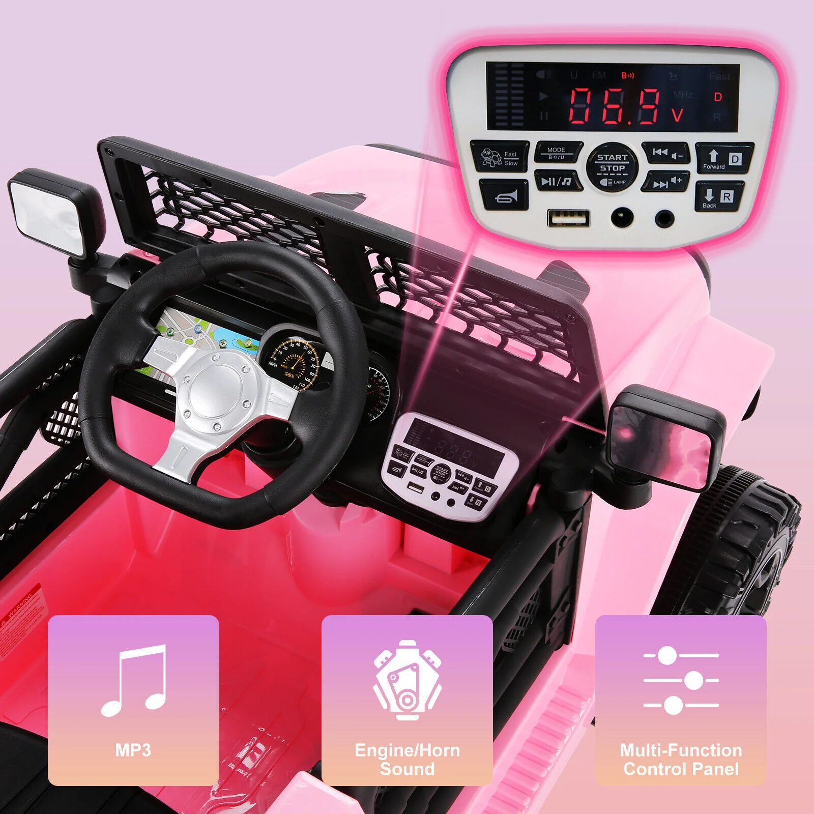 12V Kids Electric Ride-On Truck with Remote Control and MP3 Player - Image 16