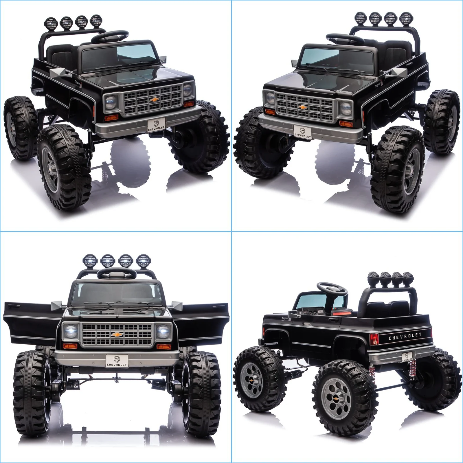 Chevrolet Cheyenne 24V Kids Electric Ride-On Truck with Remote Control and Bluetooth - Black - Image 10