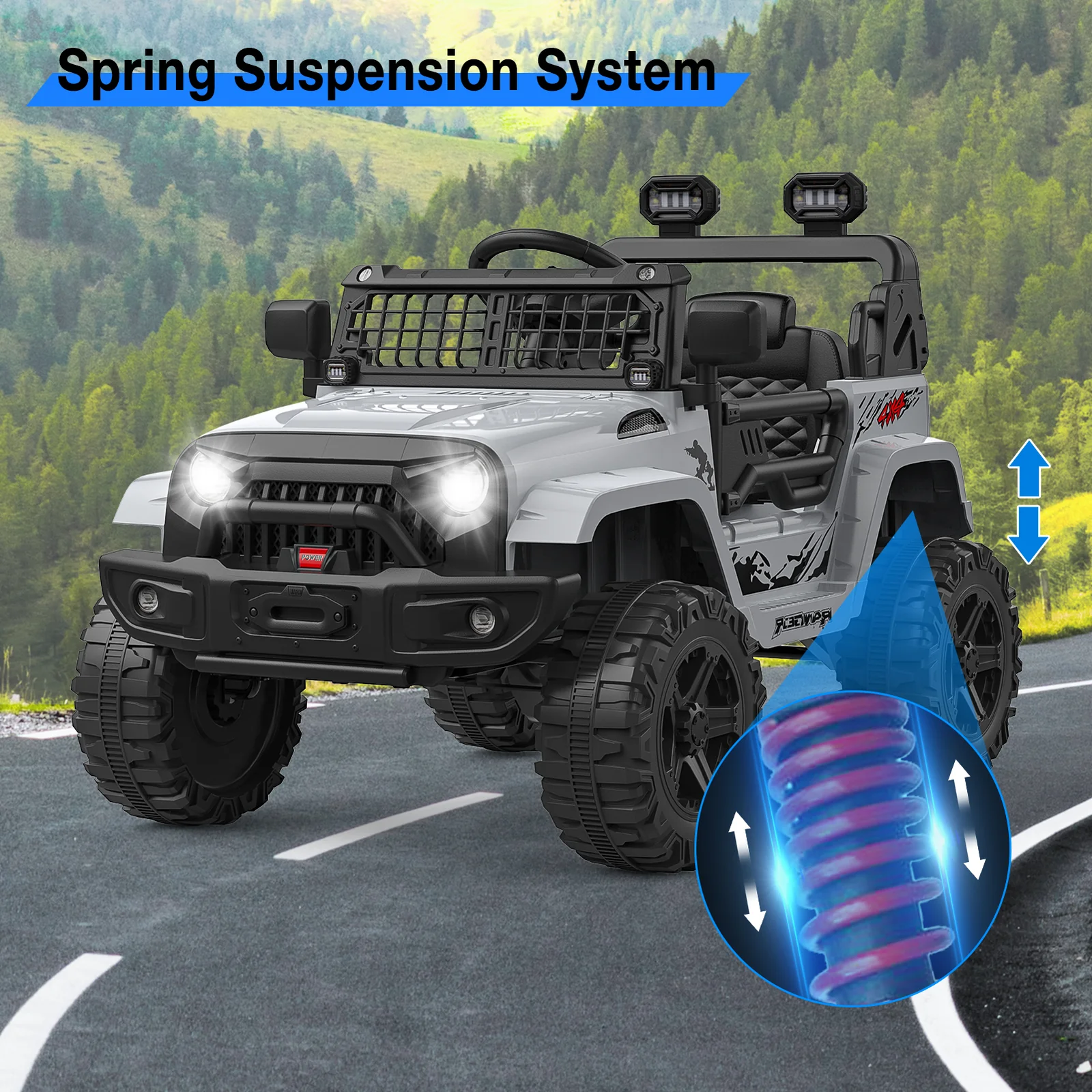 12V Electric Kids Ride-On Truck Toy with Remote Control Grey Battery-Powered Car - Image 6