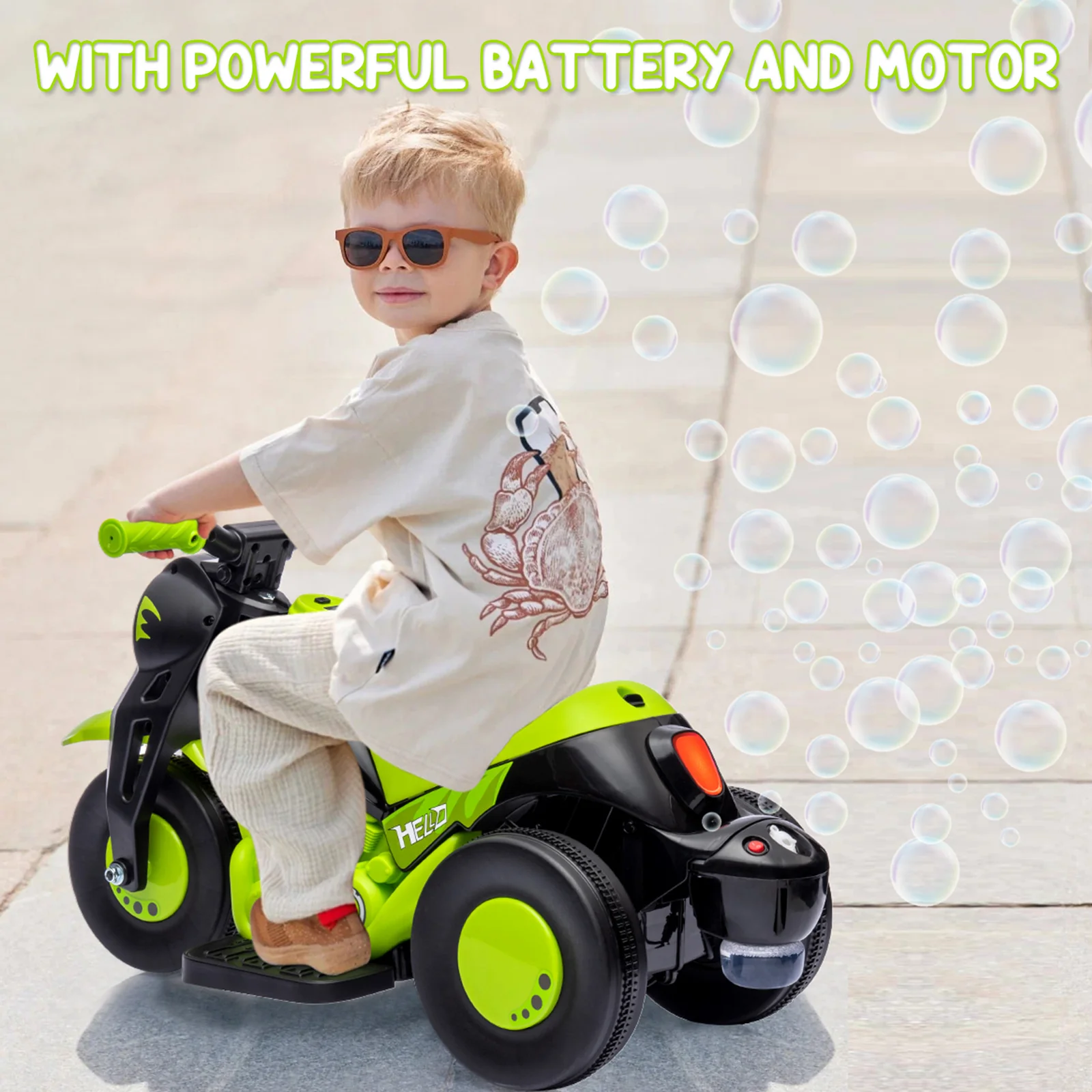 Kids Electric Ride-On Motorcycle Car with Bubble Feature and LED Headlights - Image 8