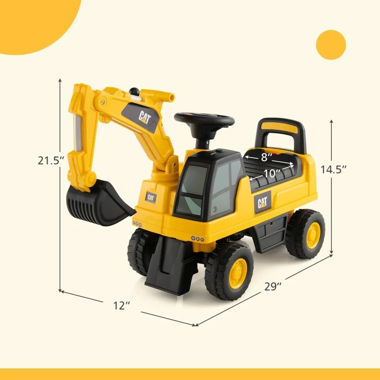 Toddler Ride-On Excavator Digger Toy with Hidden Storage Space - Image 3