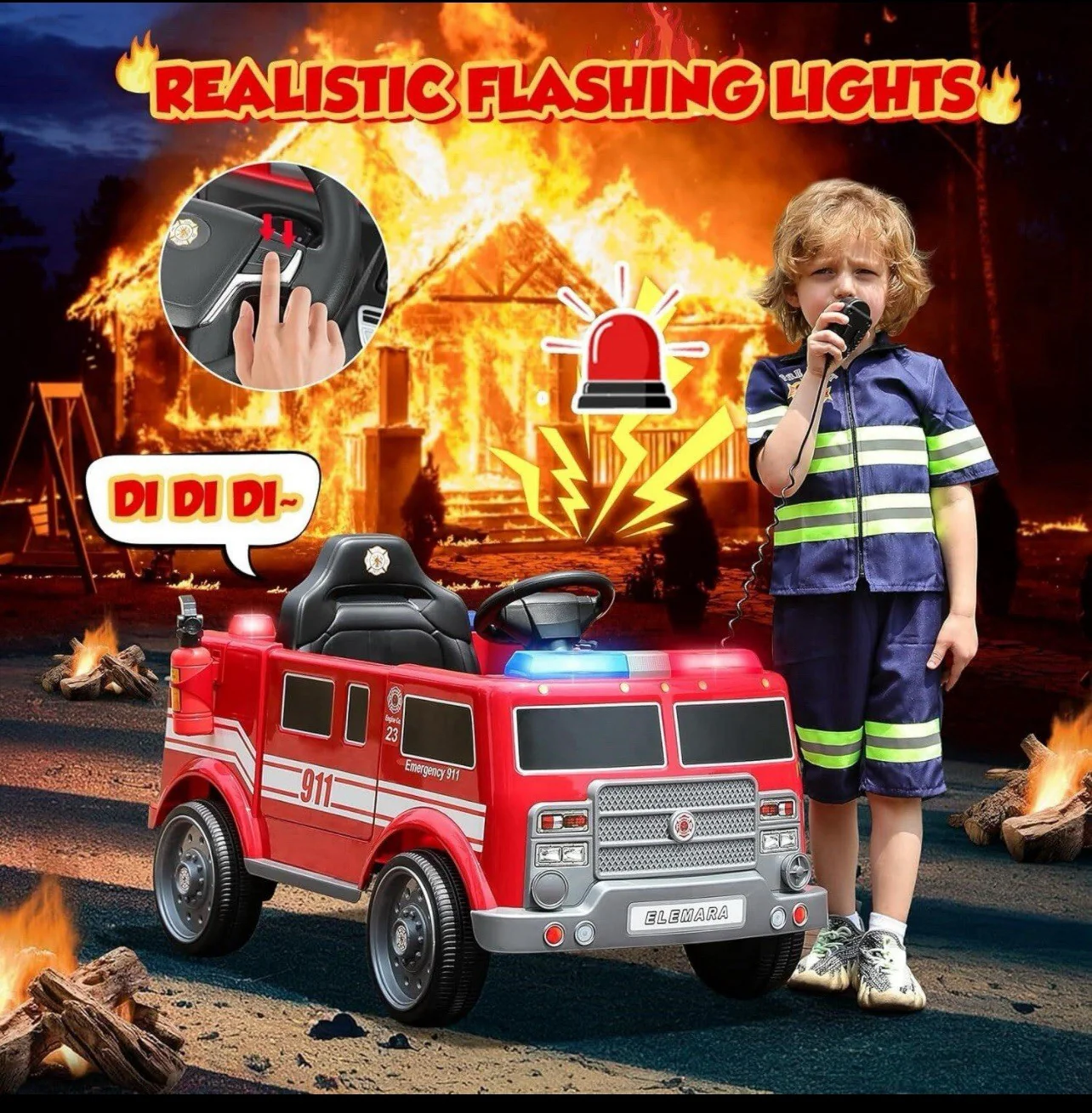 Children's Fire Engine Toy Truck - Image 4
