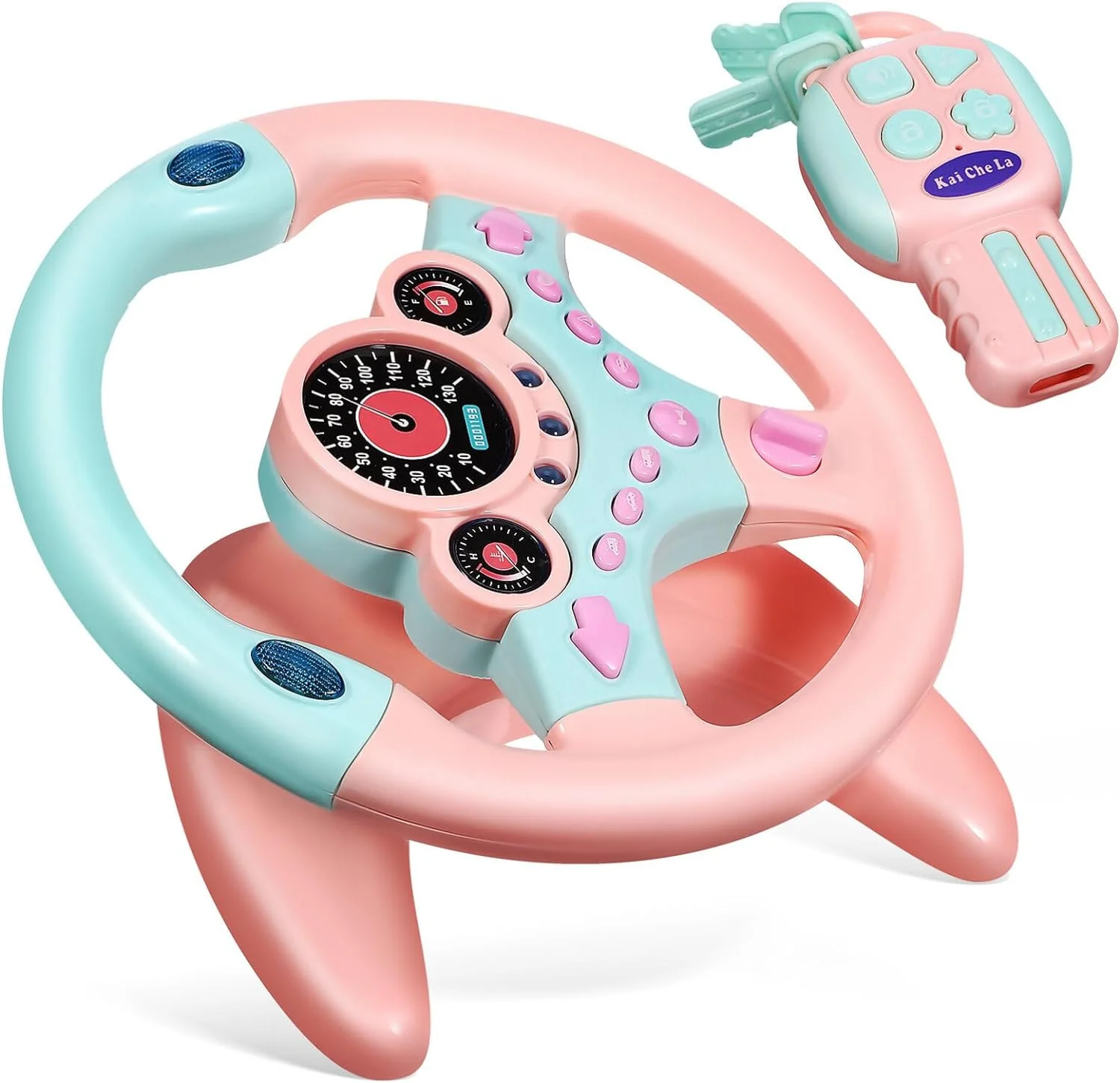 Kids Backseat Car Key Toy with Simulated Driving, Lights, and Music for Toddlers