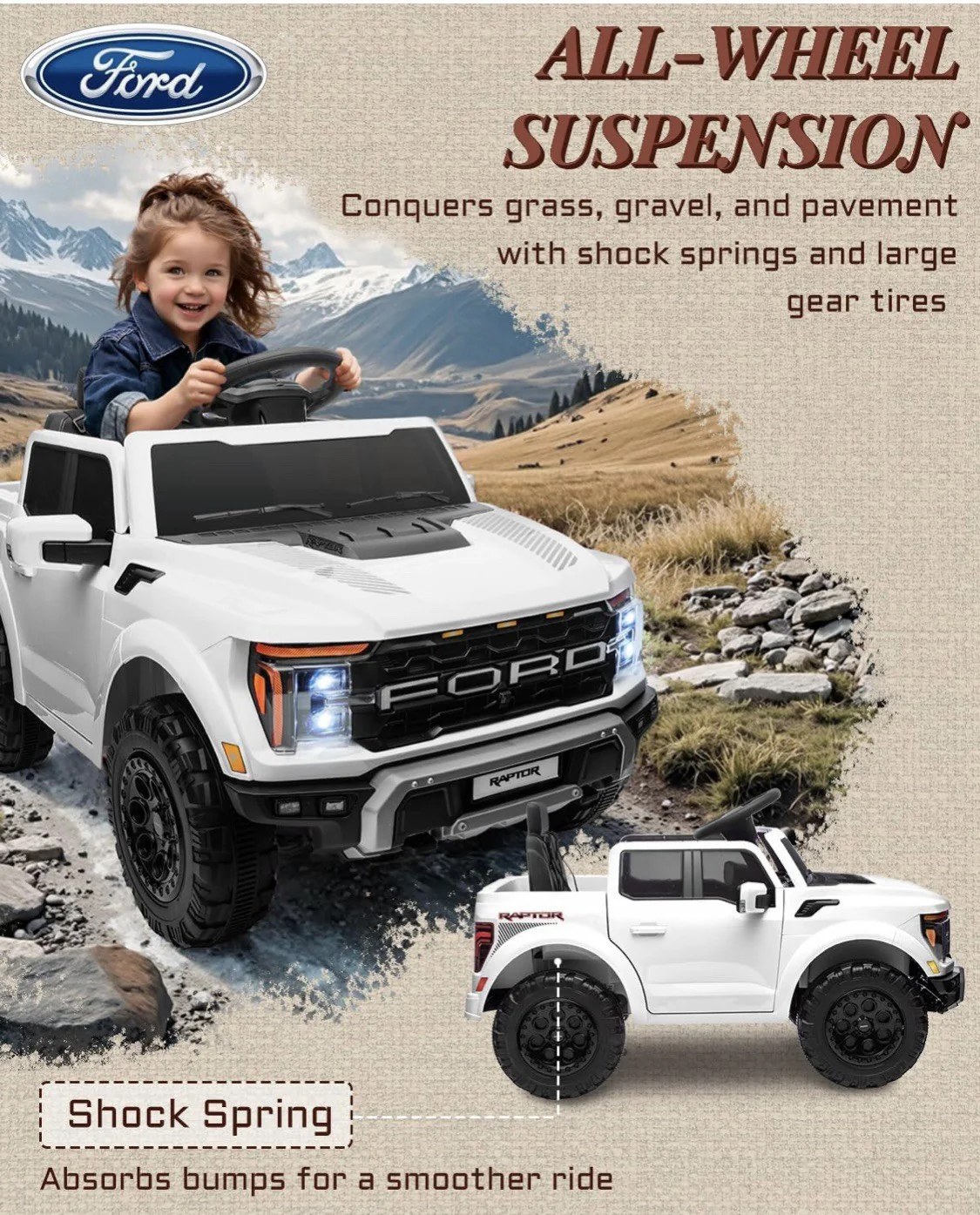 12V Electric Kids Ride-On Truck with Remote Control and Bluetooth Connectivity - Image 6