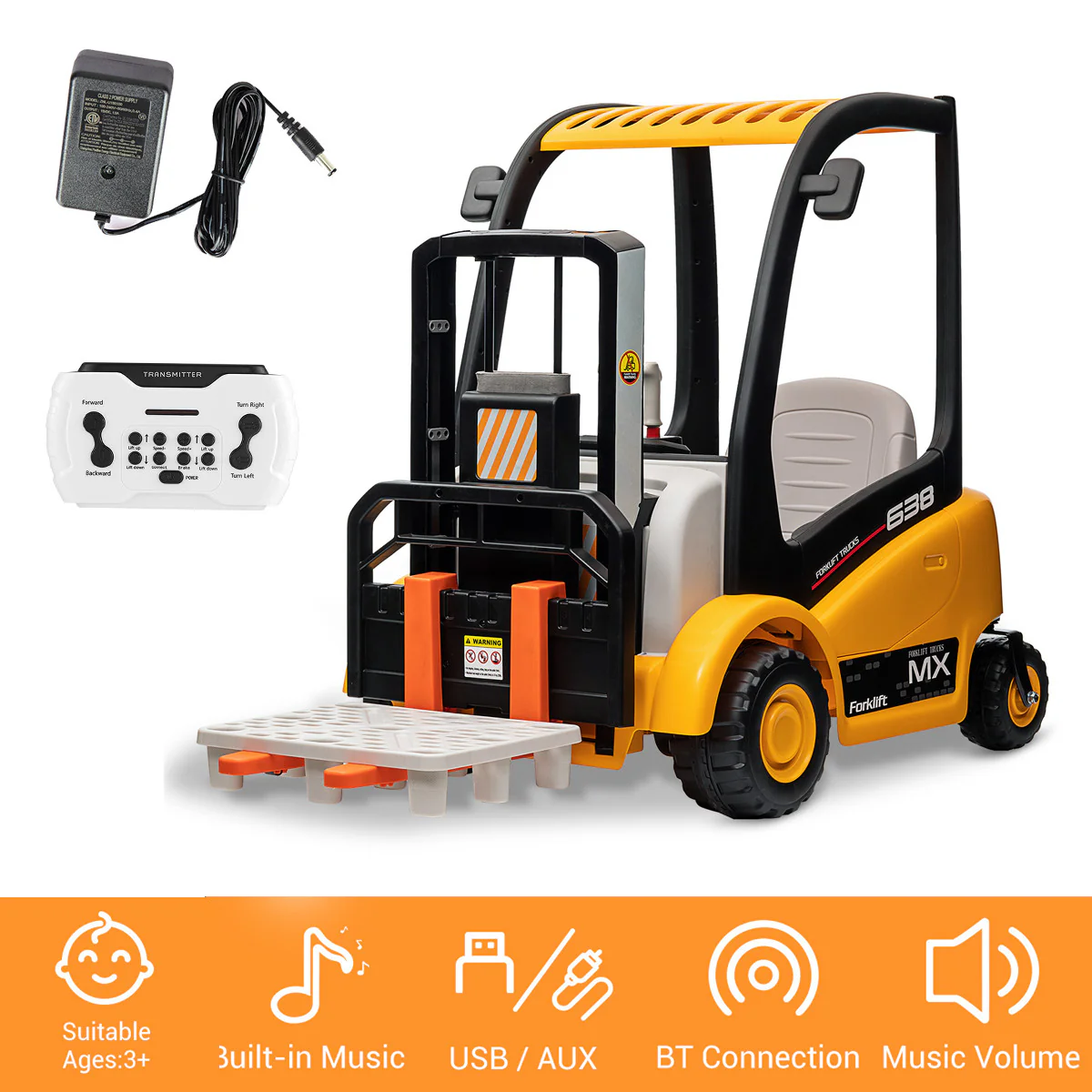 Kids Electric Battery-Powered Forklift Ride-On Vehicle with Remote Control