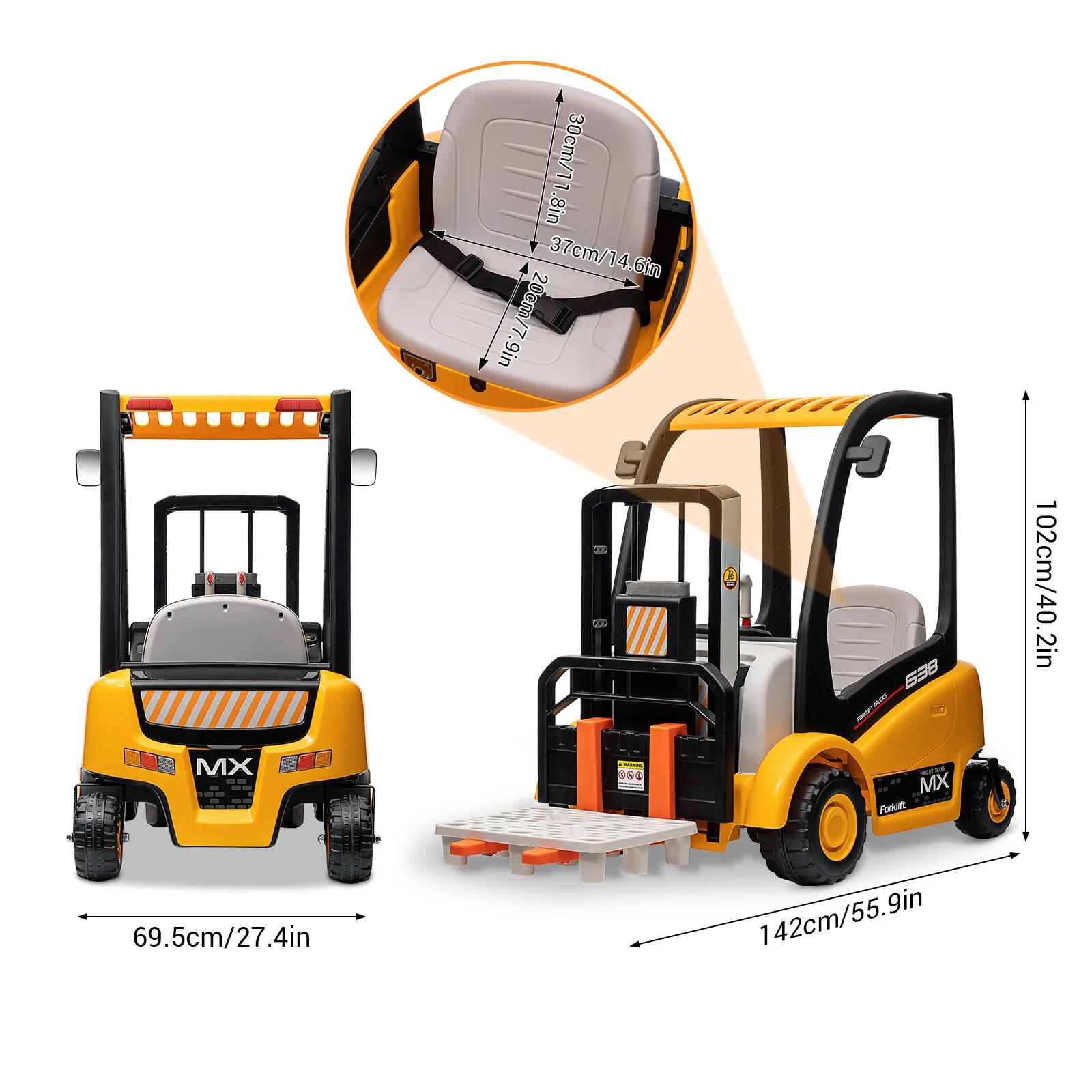 Kids Electric Battery-Powered Forklift Ride-On Vehicle with Remote Control - Image 11