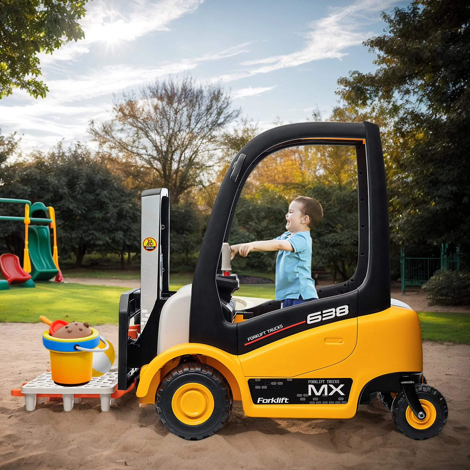 Battery-Powered Kids Electric Ride-On Forklift with Remote Control - Image 3