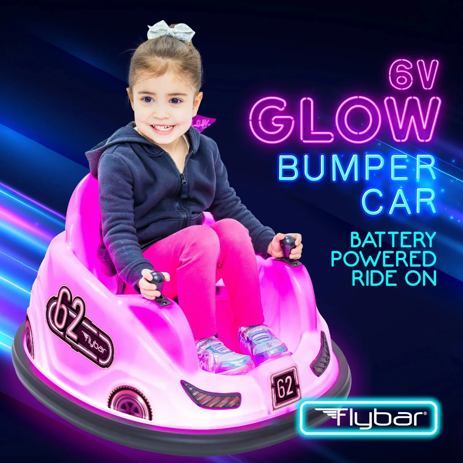 6V Battery-Powered Kids Glow Bumper Ride-On Car with 3 Light Patterns for Ages 1.5+ - Image 2