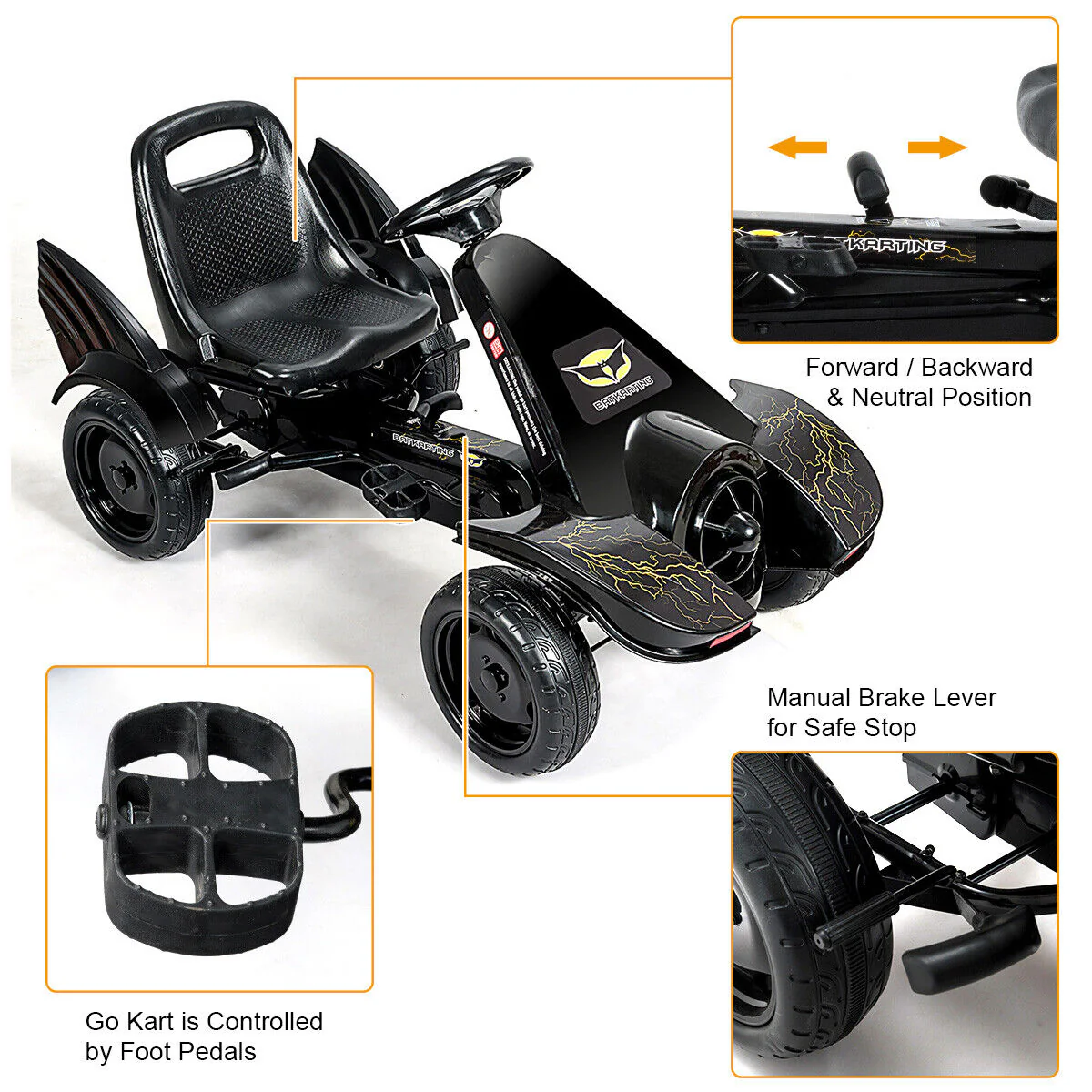 Kid's Go Kart Pedal Car with Clutch & Hand Brake - Perfect Christmas Gift! - Image 7