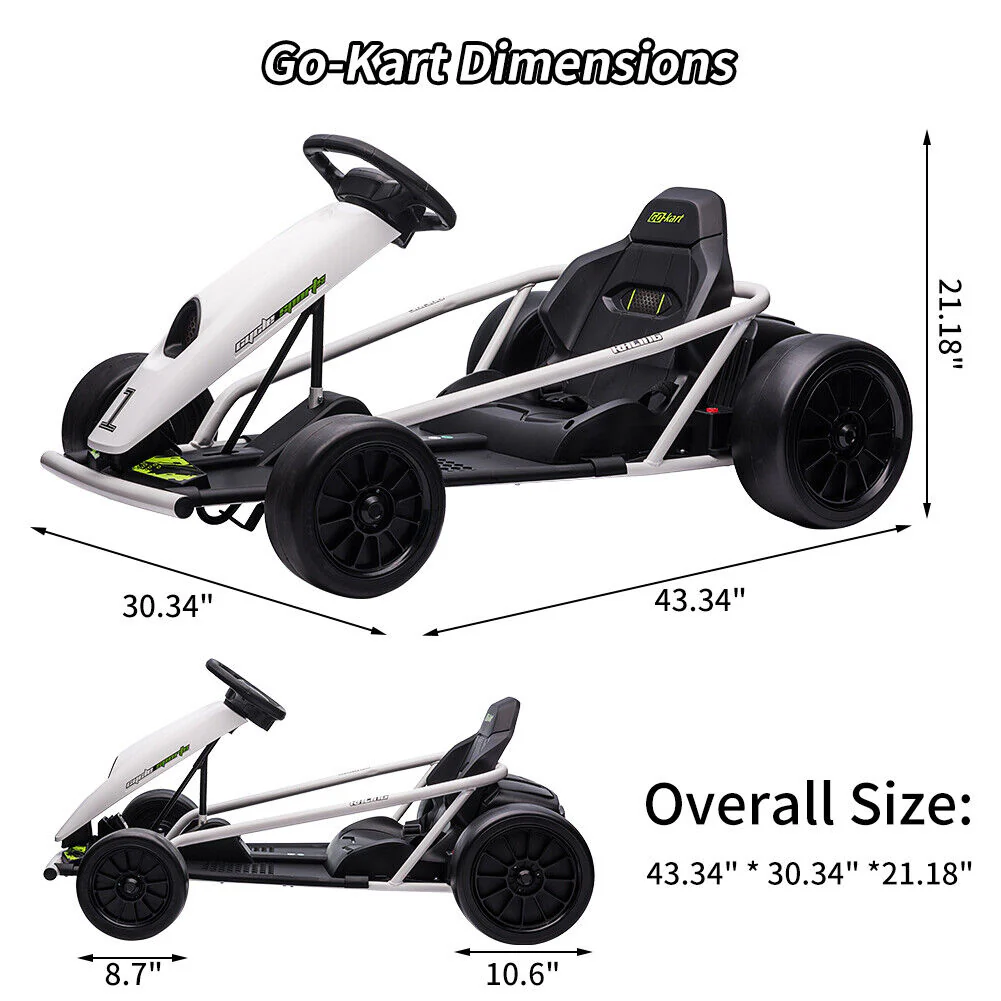 Kid's Go Kart with Wide Seat, Durable Tires, and Powerful Motors - Maximum Load 300lbs - Image 7