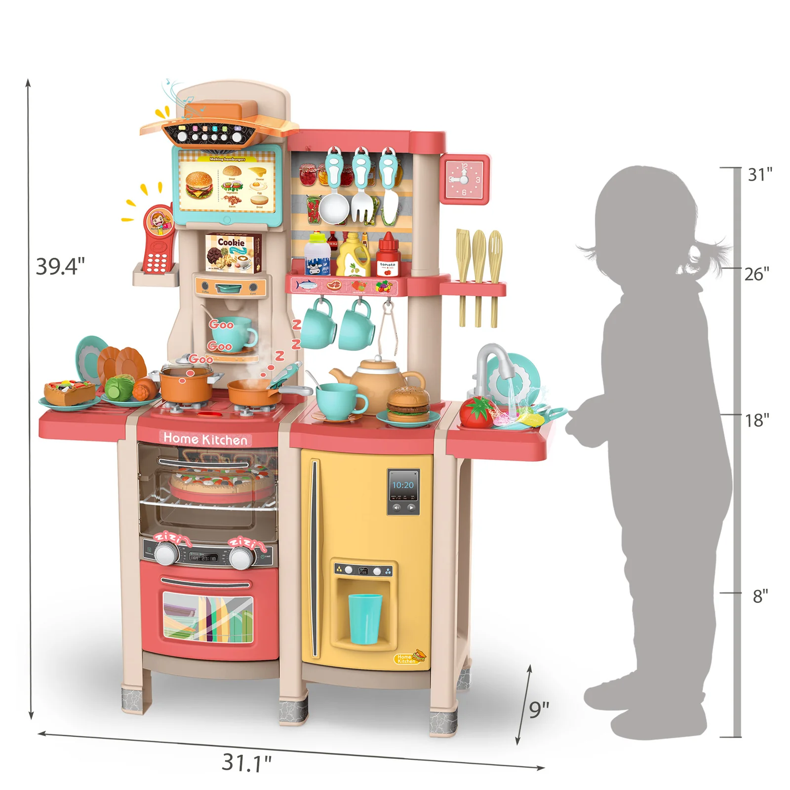 Kids Pink Kitchen Playset Toy - Image 3