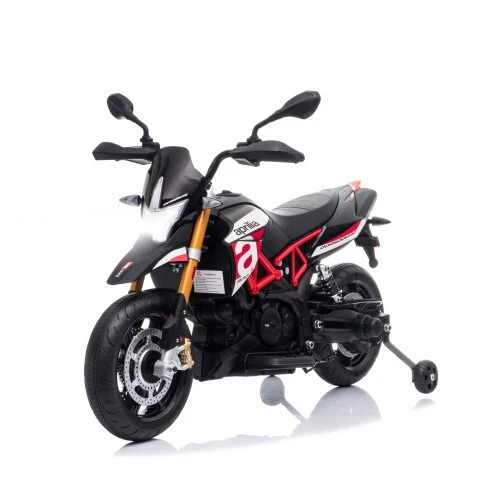 12V Electric Ride-On Dirt Motorcycle for Kids with 4 Wheels, Black and Red - Image 5