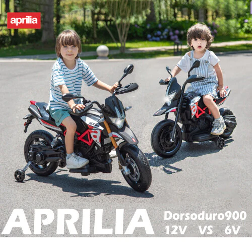 Licensed Kids 6V Electric Ride-On Dirt Motorcycle with 4 Wheels in Black and Red - Image 7