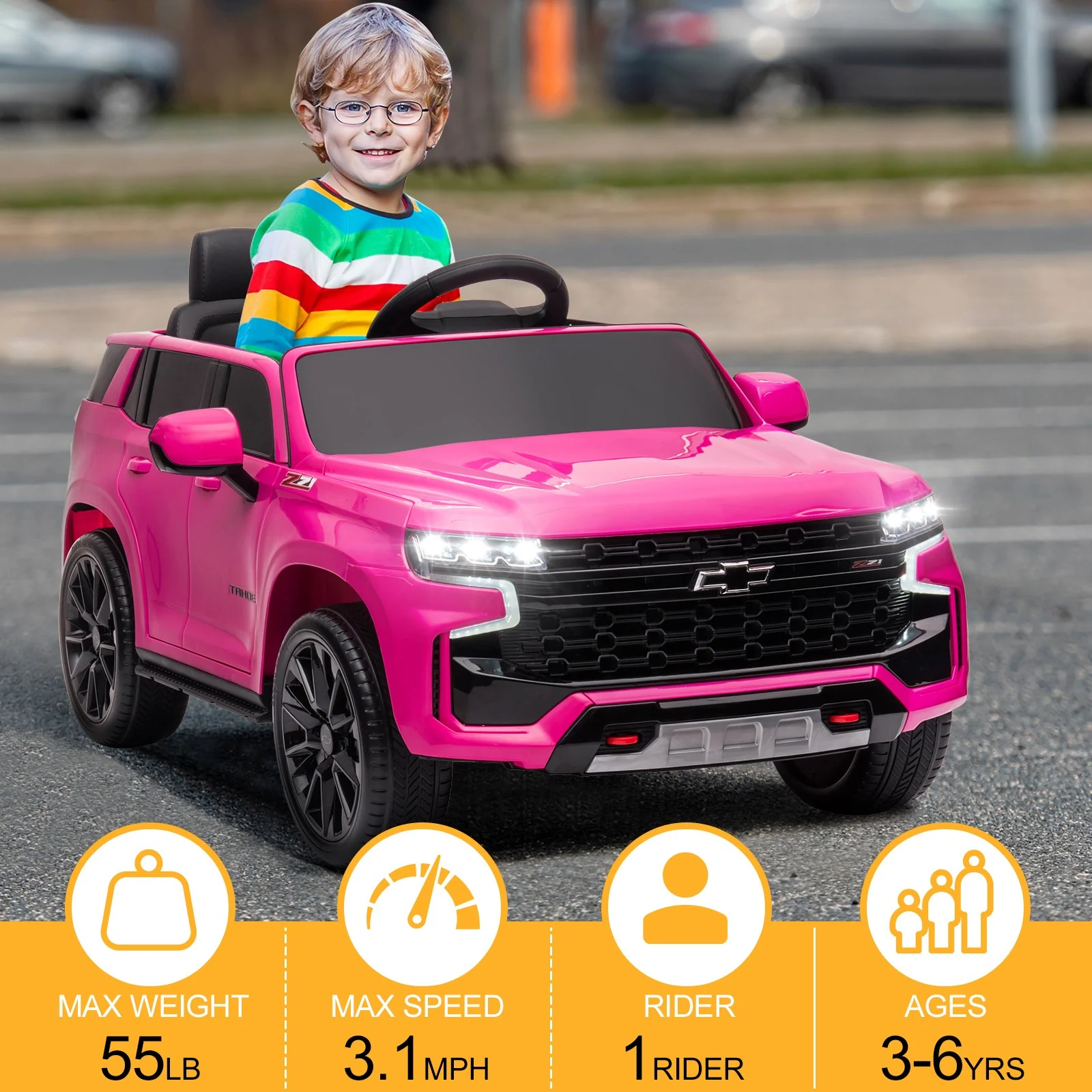 Licensed Chevrolet Tahoe Electric Battery Ride-On Car Toy with Remote Control for Kids - Image 8