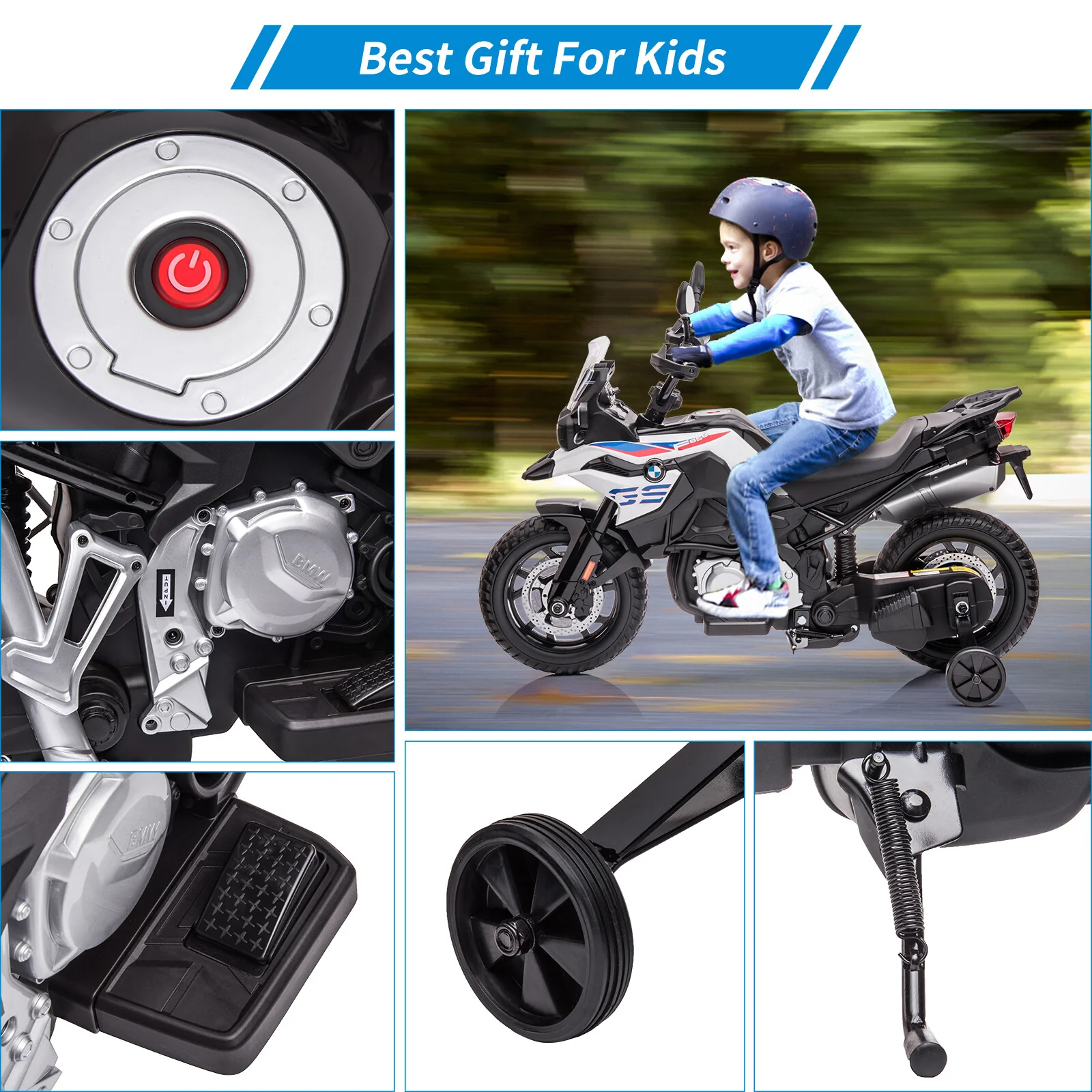 12V Ride-On Kids Motorcycle with 7Ah Battery and Training Wheels for Toddlers - Image 12