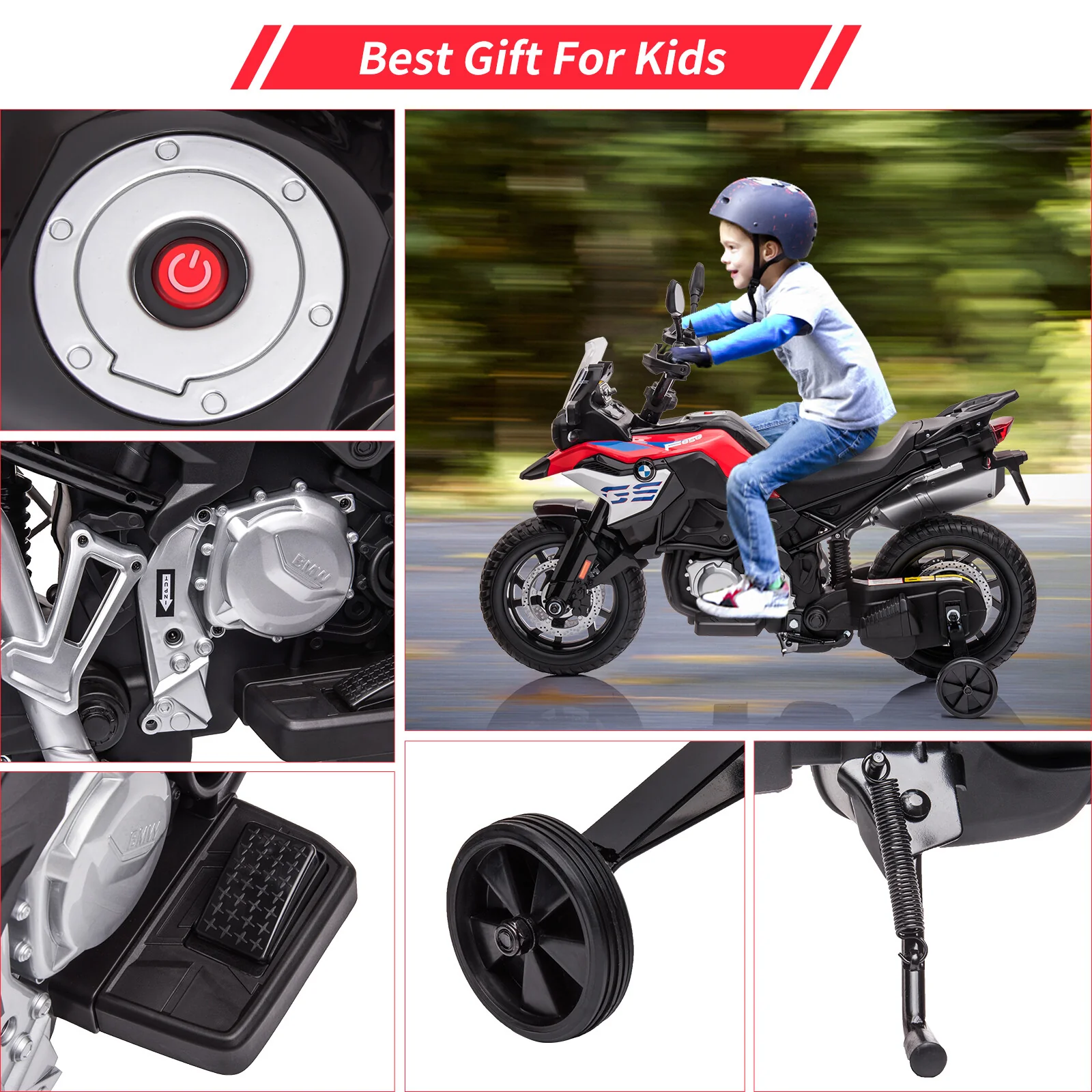 12V Ride-On Kids Motorcycle with 7Ah Battery and Training Wheels for Toddlers - Image 8