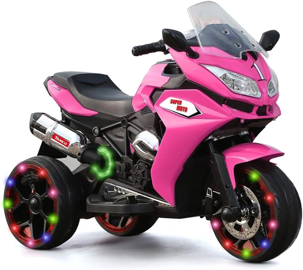 12V Pink Electric Ride-On Motorcycle for Kids
