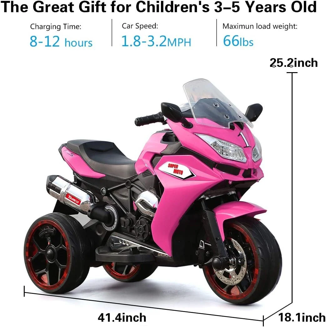 12V Pink Electric Ride-On Motorcycle for Kids - Image 4