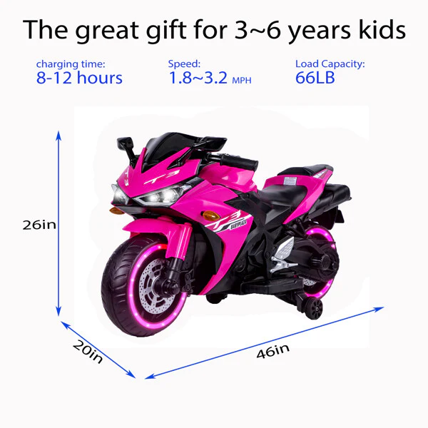 12V Kids Electric Motorcycle Toy with 7Ah Battery for Ages 3-6 Boys and Girls - Image 2