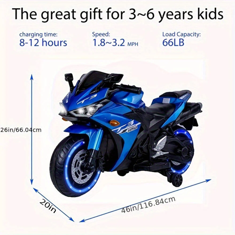 12V Electric Kids Motorcycle for Boys and Girls with Lights Rechargeable Battery - Image 18
