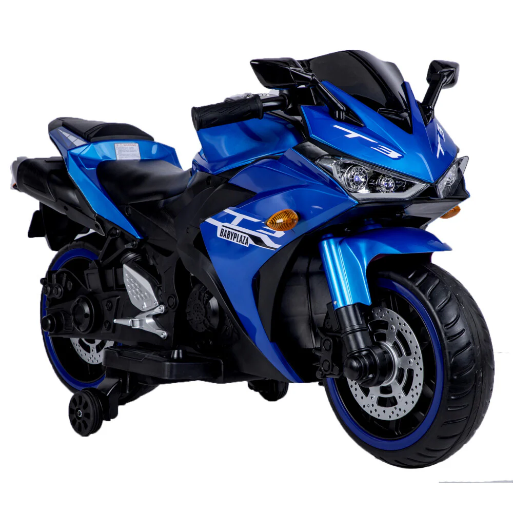 12V Kids Ride-On Motorcycle Toy with Training Wheels, Lighting, and Manual Throttle for Boys - Image 14