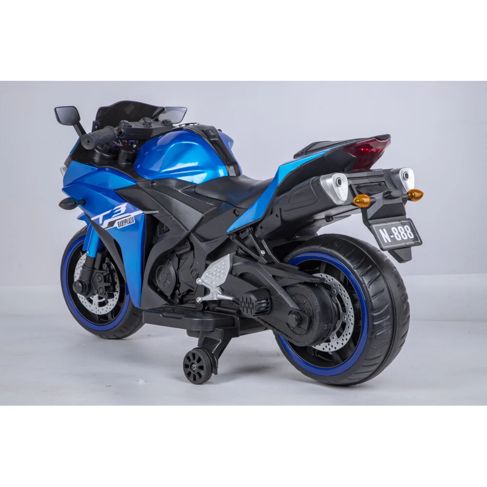 12V Kids Ride-On Motorcycle Toy with Training Wheels, Lighting, and Manual Throttle for Boys - Image 25