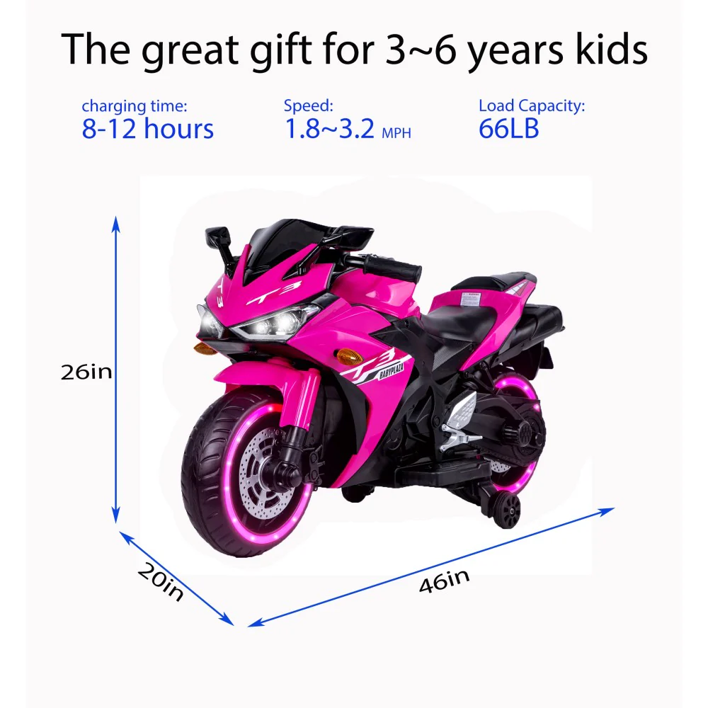 Electric Motorcycle for Children Ages 3-6 with Training Wheels - Image 2