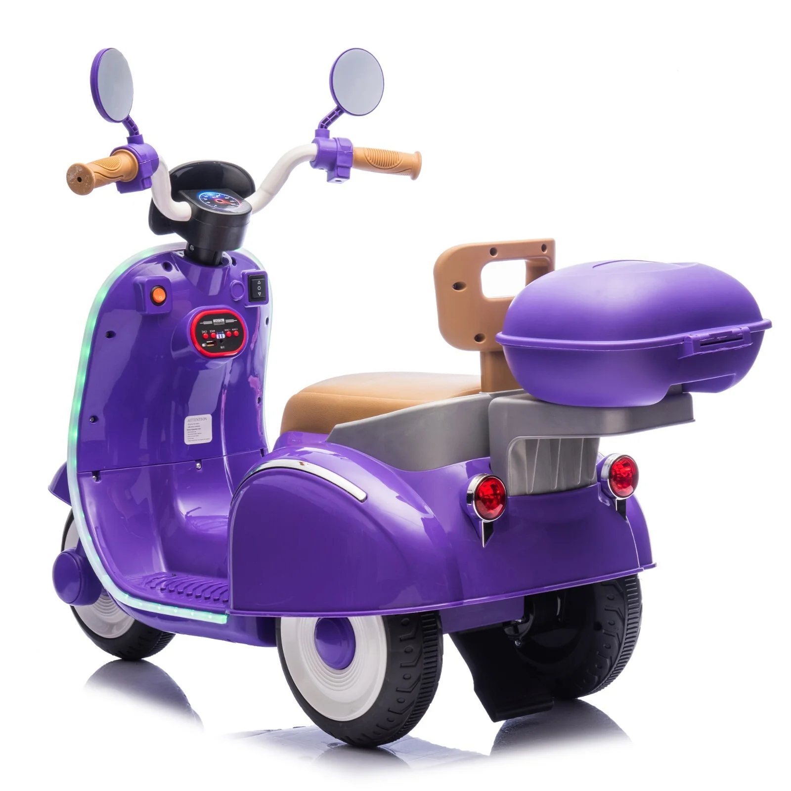 12V Electric 3-Wheel Ride-On Motorcycle with Large Storage for Kids Ages 3-6 - Image 3