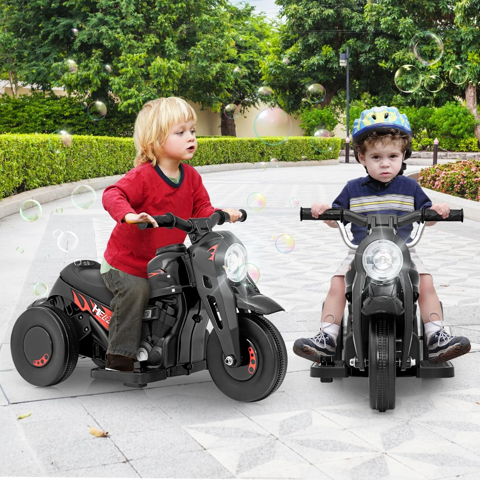 6V Electric Kids Motorcycle Ride-On Car with Automatic Bubble Function and Foot Pedal Control - Image 2