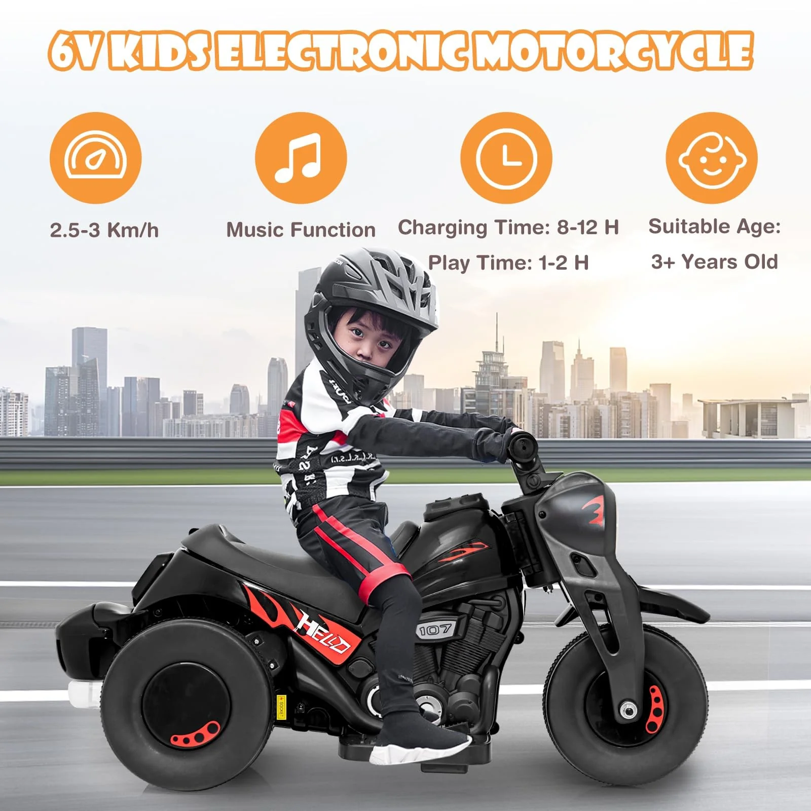 6V Electric Kids Motorcycle Ride-On Car with Automatic Bubble Function and Foot Pedal Control - Image 4