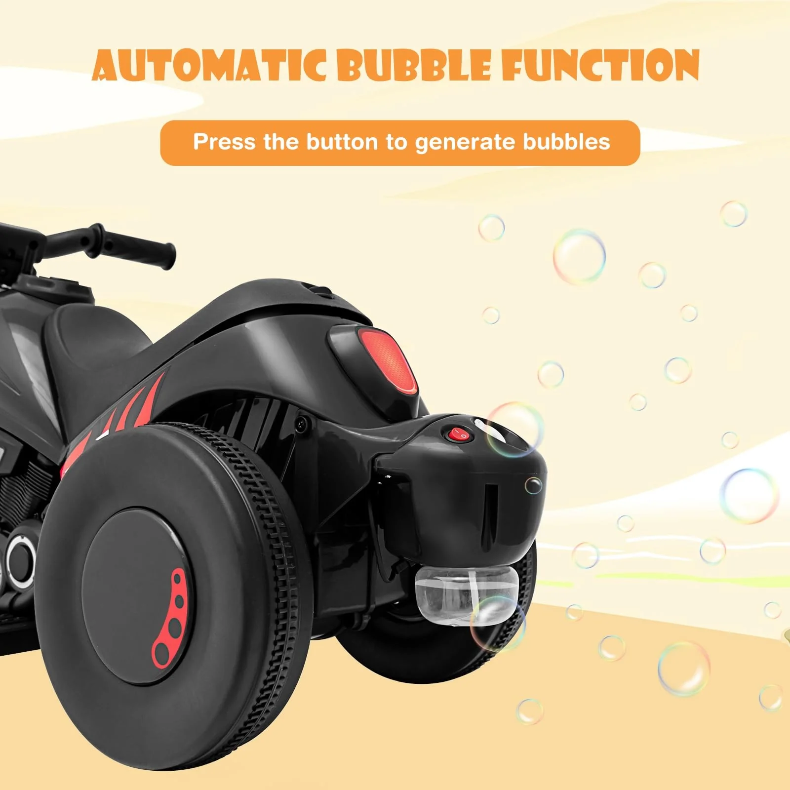 6V Electric Kids Motorcycle Ride-On Car with Automatic Bubble Function and Foot Pedal Control - Image 5